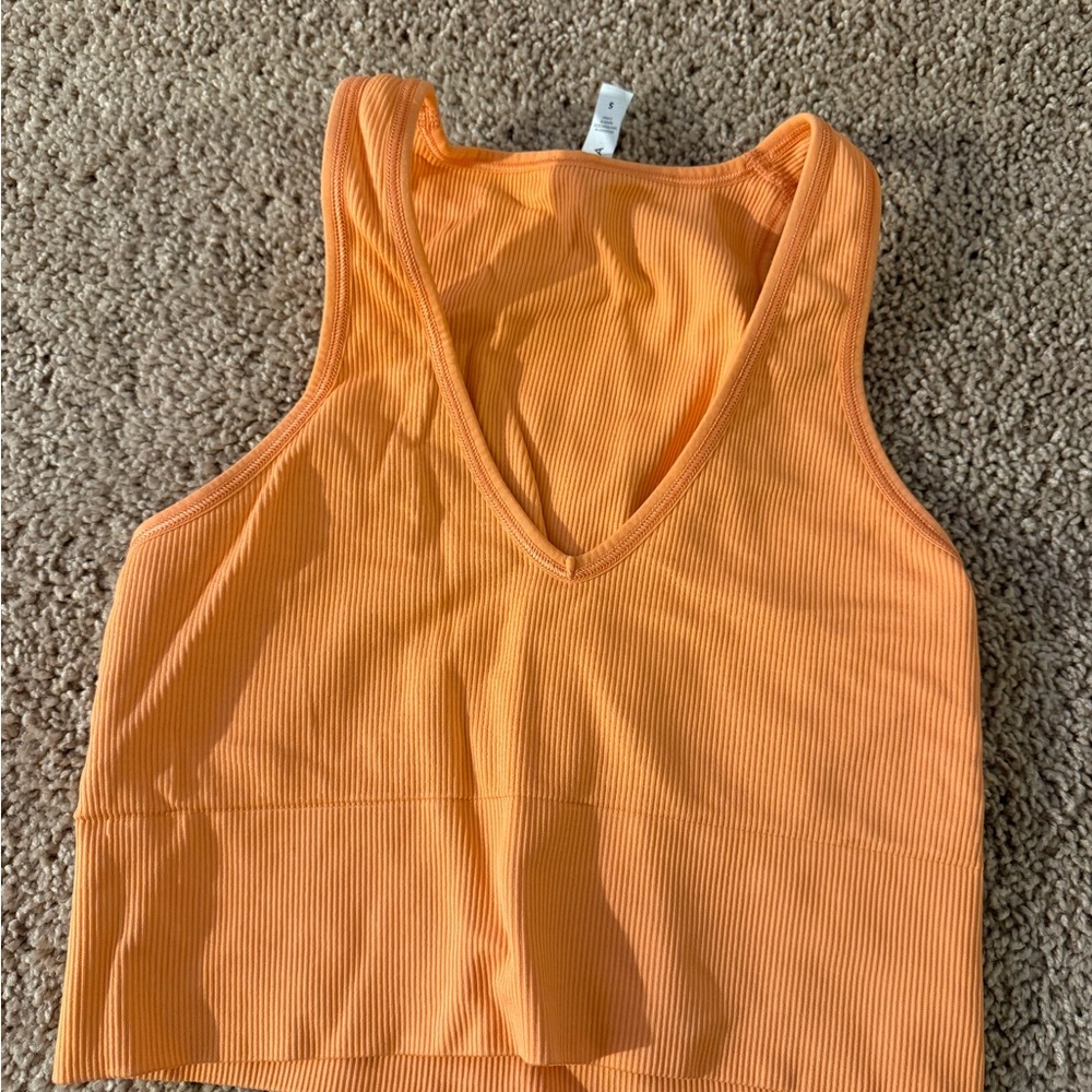 Athleta Orange Ribbed Tank Top